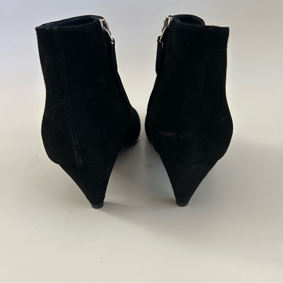 Prada Black Leather Suede ankle side zip kitten cone heel booties Boots size 7 - Picture 7 of 13